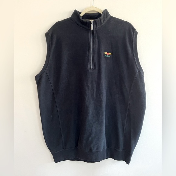 NWT Men’s Straight Down 3/4 Zip "Baltusrol" Black Cotton Golf Vest, size XL - Picture 1 of 8